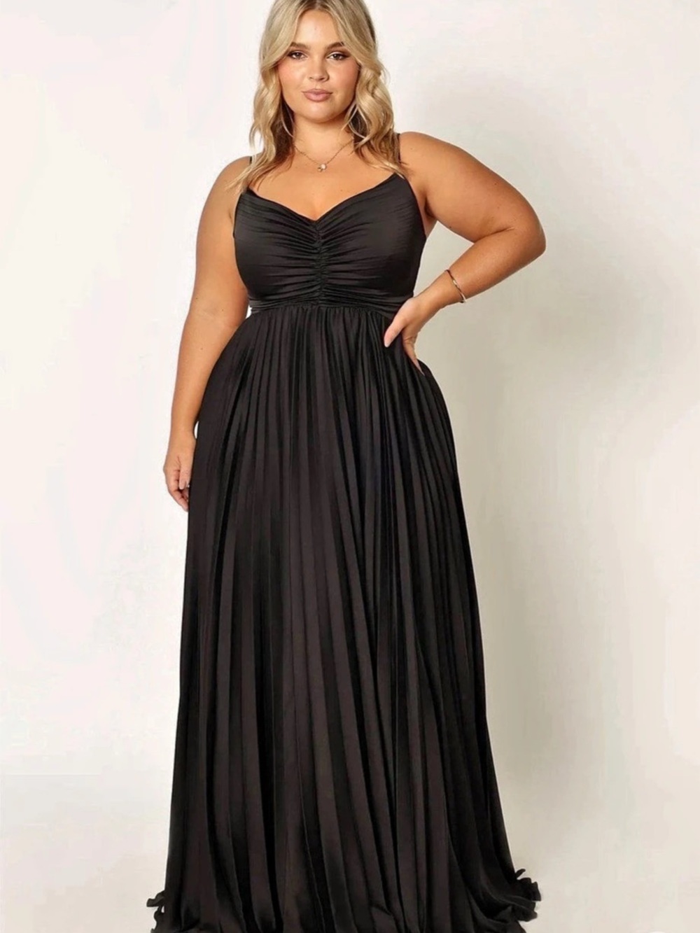 Petal & Pup Naira Pleated Maxi Dress in Black
